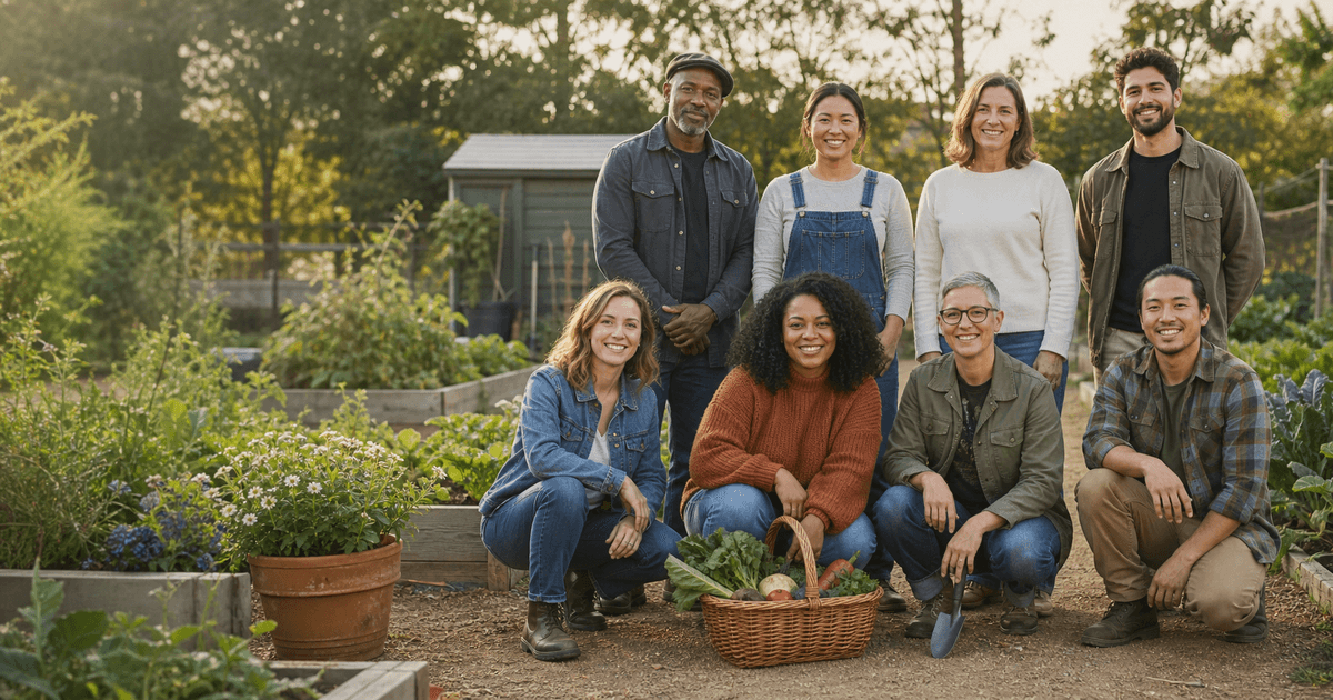 Community garden group photo animation prompt guide cover
