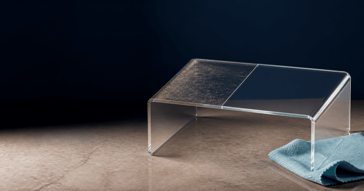 Clean acrylic product stand prompt guide cover