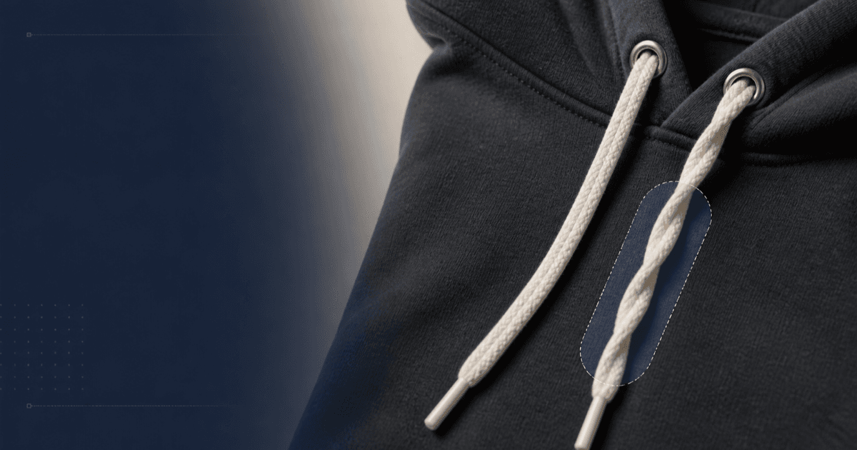 Twisted apparel drawstring correction prompt guide cover