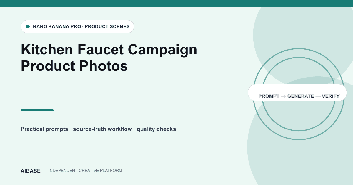 Kitchen faucet campaign product photo prompt guide cover