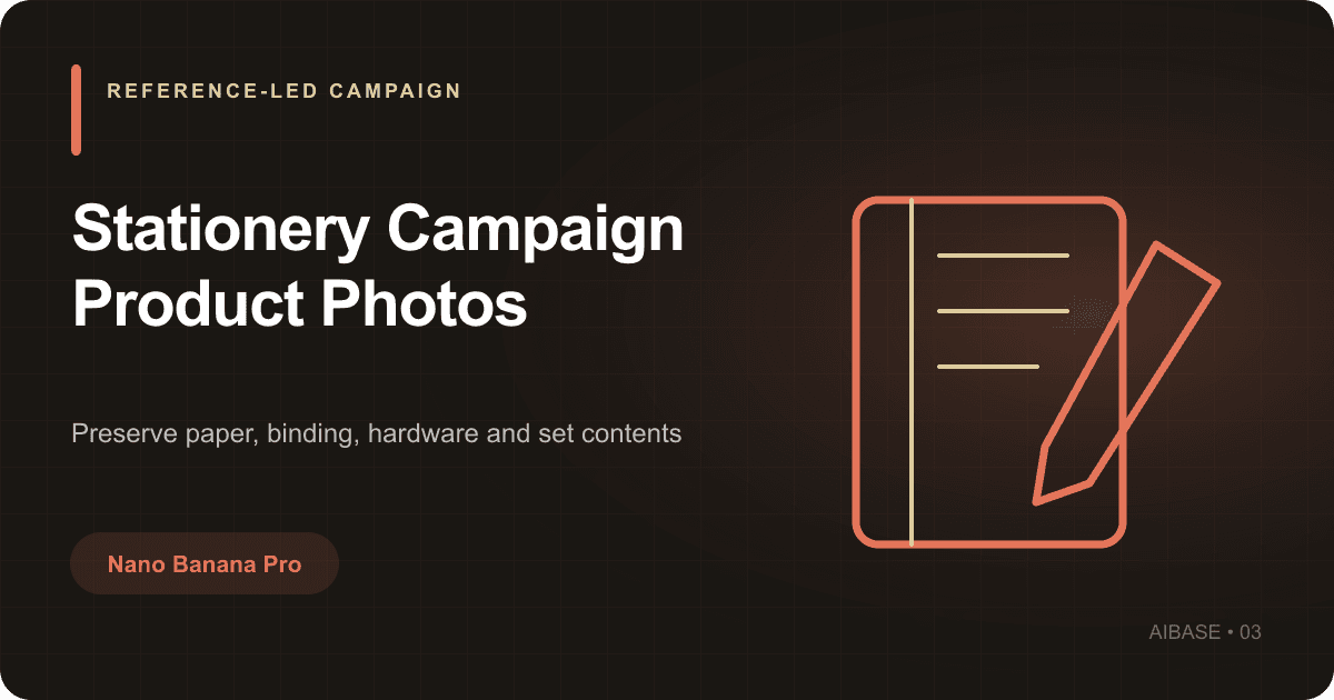 Nano Banana Pro stationery campaign product photo guide cover