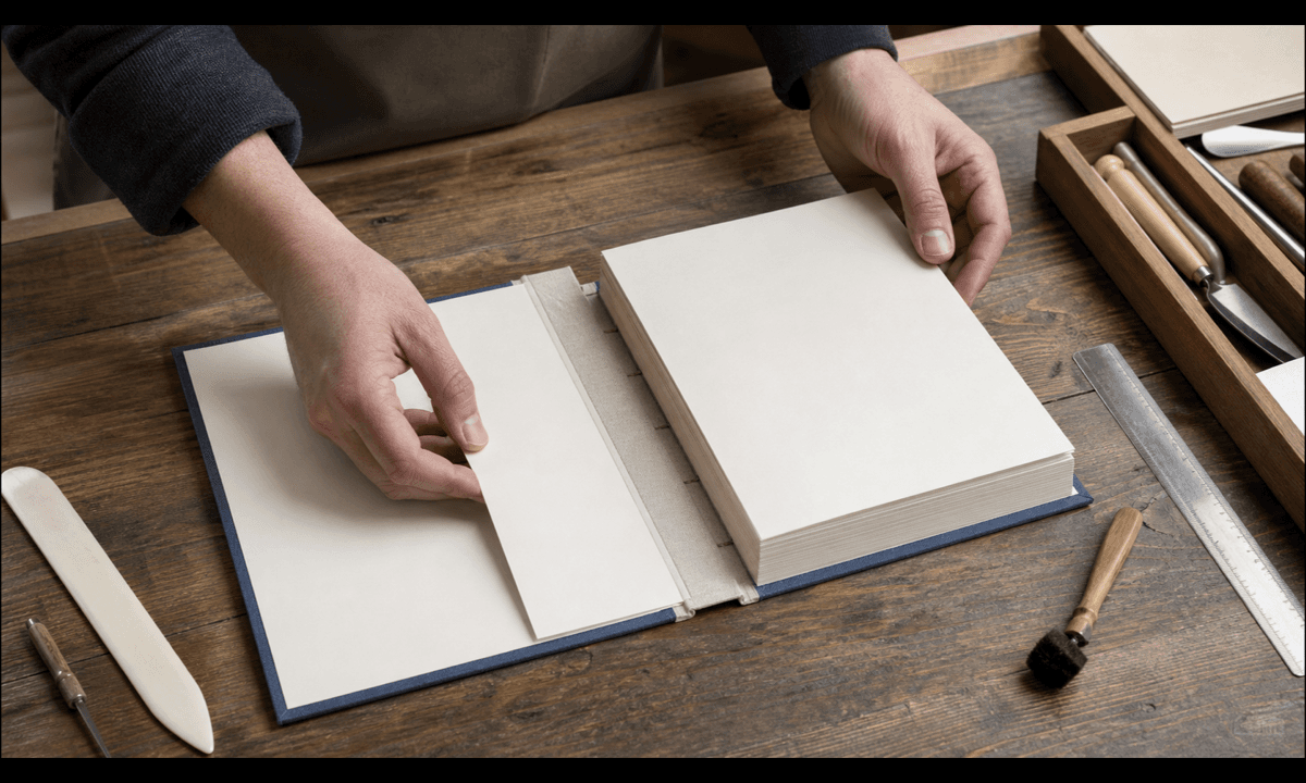 Hardcover book casing-in process video prompt guide cover