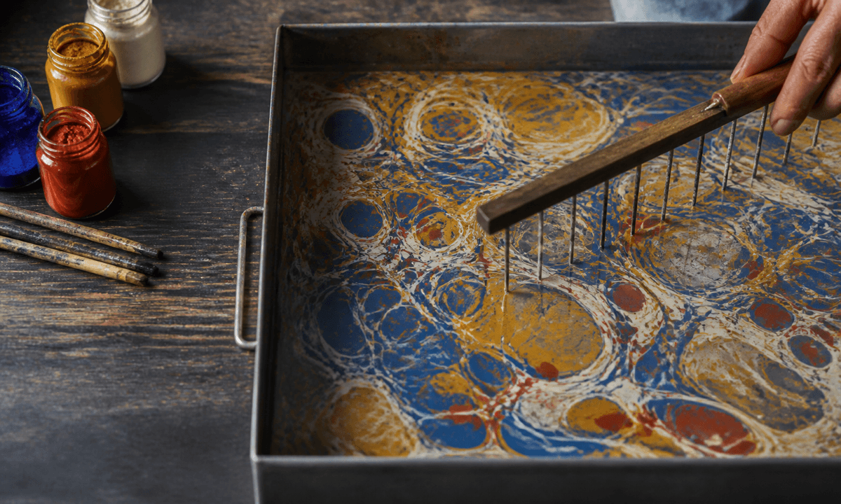 Paper marbling process video prompt guide cover