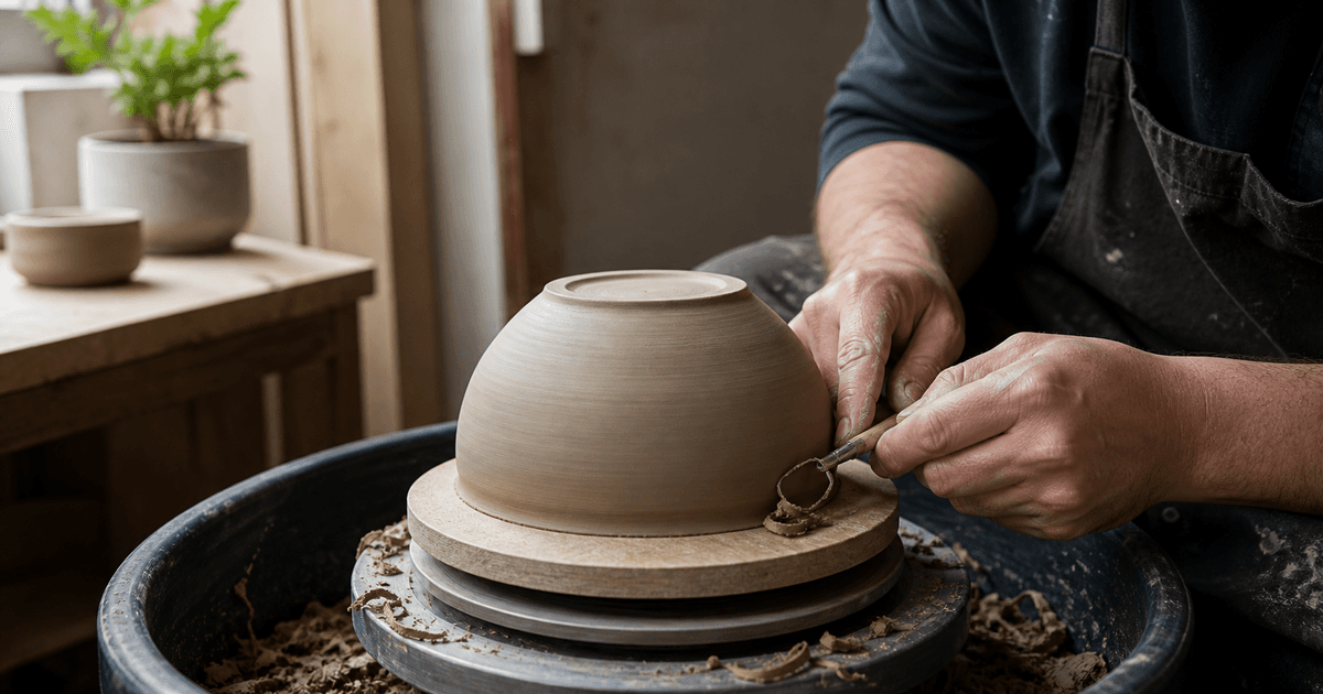 Pottery wheel trimming process prompt guide cover