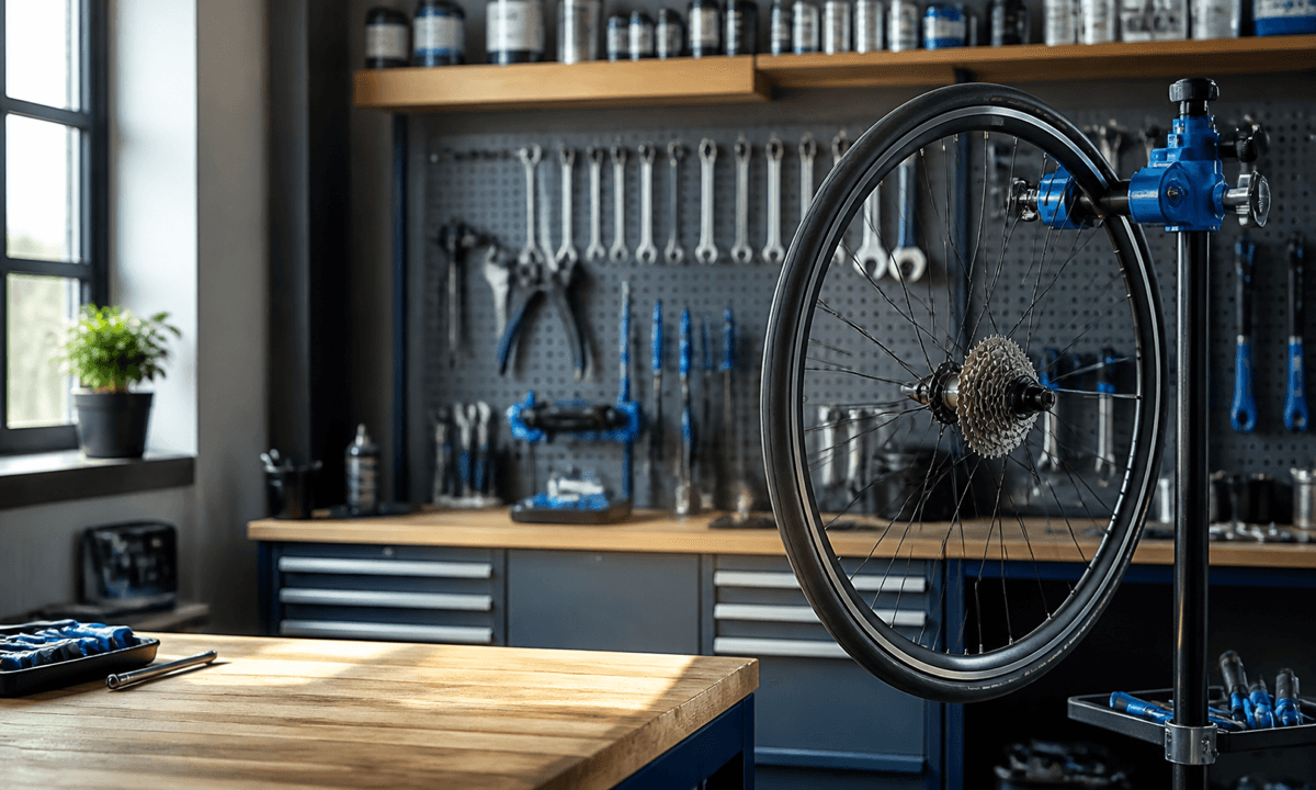 Bicycle repair shop tune-up reel prompt guide cover