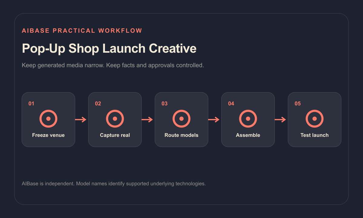 Freeze venue facts capture real store route concept scene background and motion assemble test launch workflow