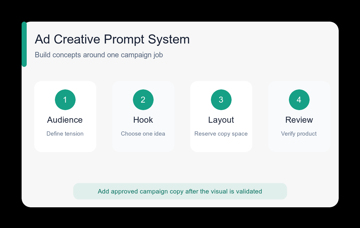 Ad creative workflow from audience insight to layout review