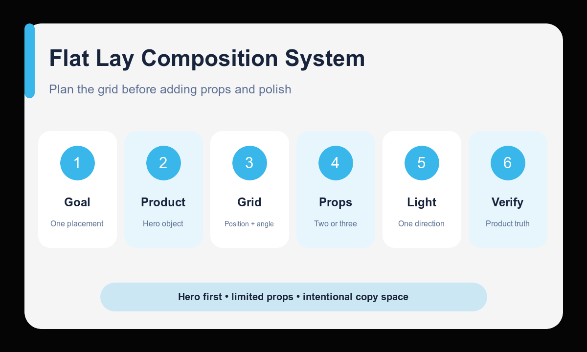 Goal product grid props light crop verify flat lay workflow