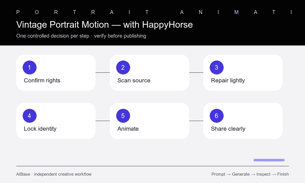 Confirm rights prepare restore lock motion review vintage portrait workflow