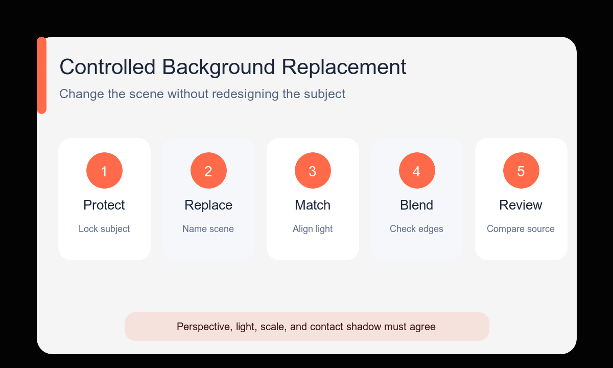 Protect edit blend review background replacement workflow