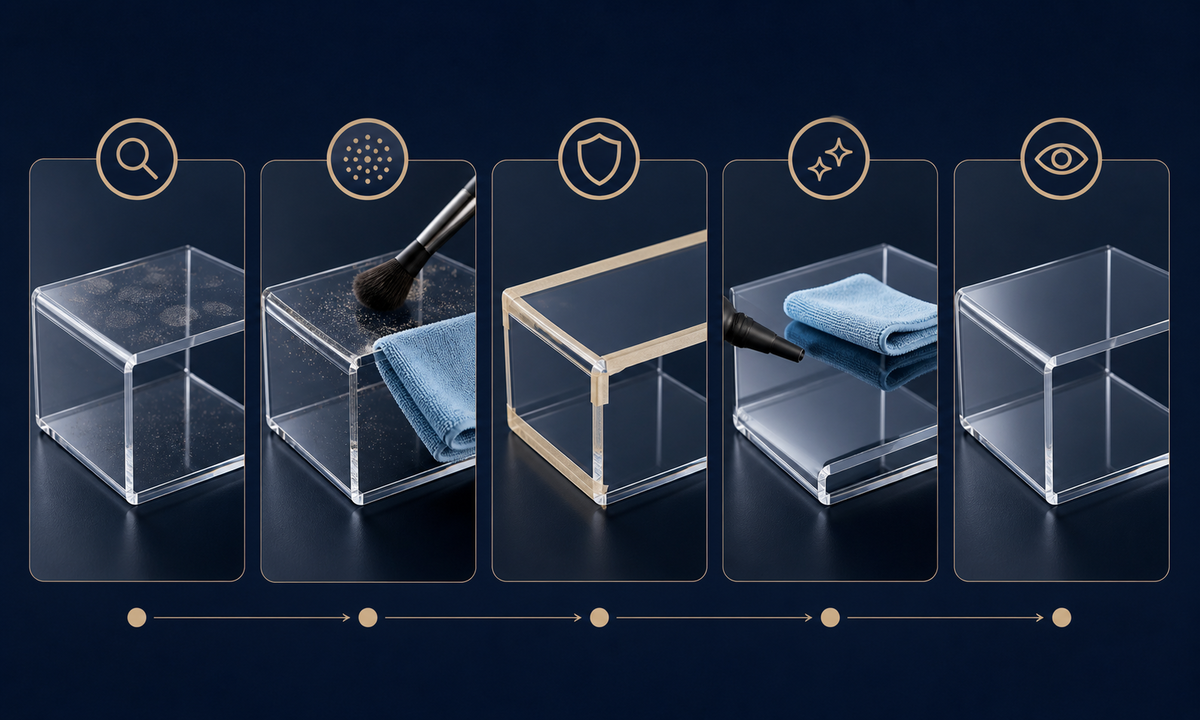 Inspect isolate contamination protect acrylic geometry retouch compare workflow