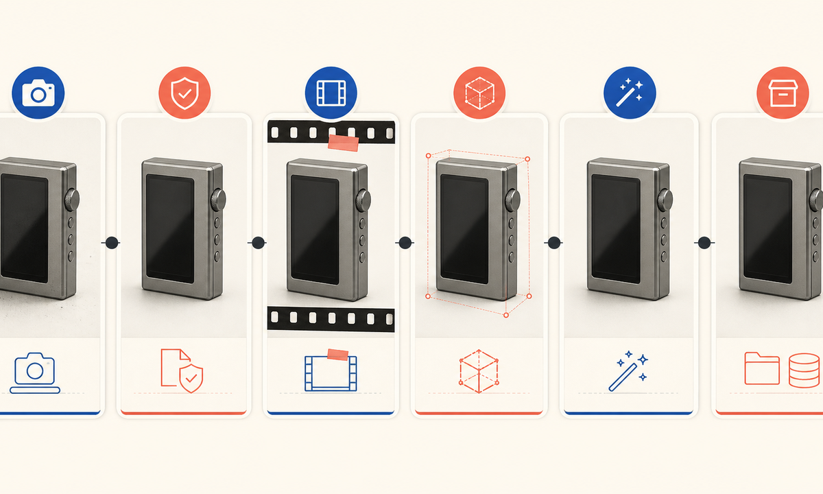 Verify product and film state mark one approved edge protect screen bezel ports finish and reflections edit locally compare source and archive workflow