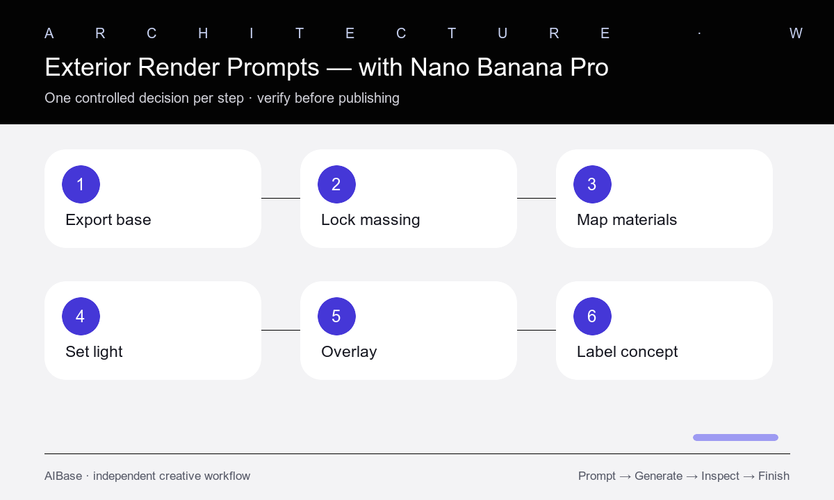 Prepare massing lock camera assign materials review architecture workflow