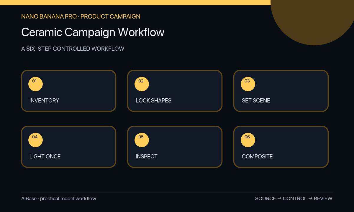 Inventory lock scene light generate inspect composite ceramic campaign workflow