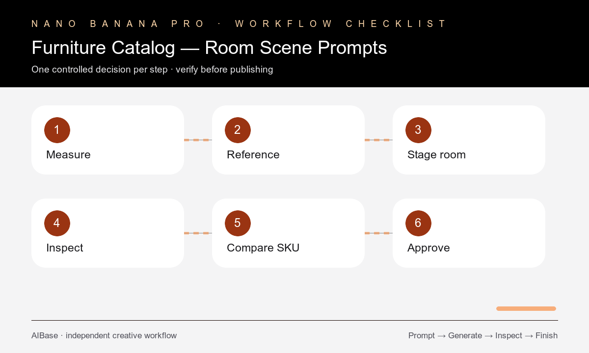 Measure reference stage inspect compare approve furniture catalog workflow