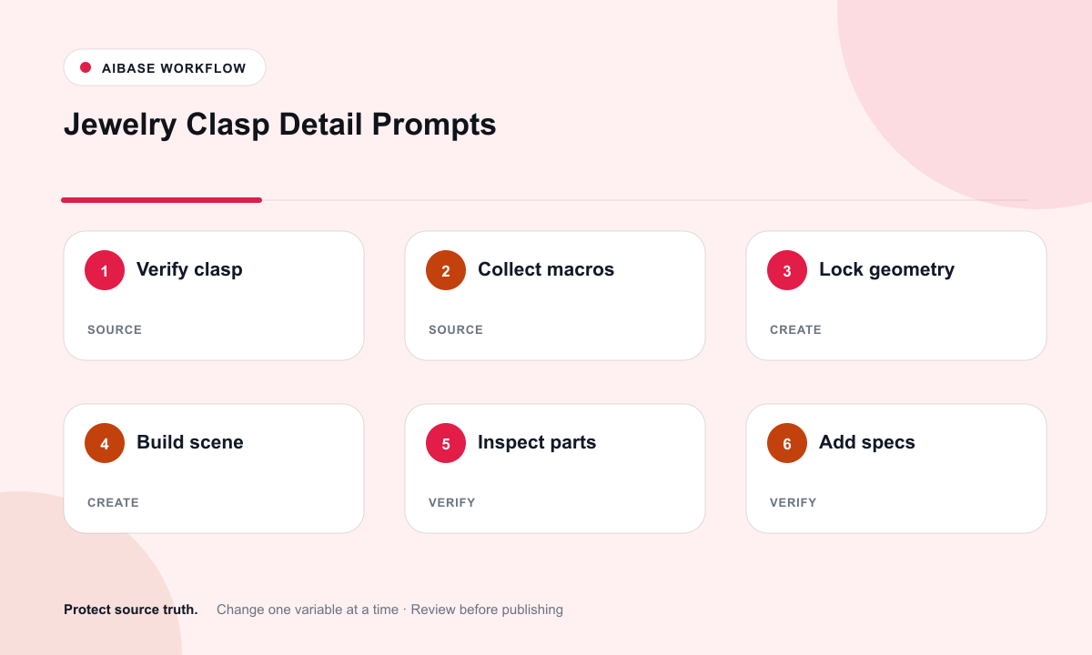 Collect clasp references lock geometry preserve finish inspect setting keep claims editable workflow