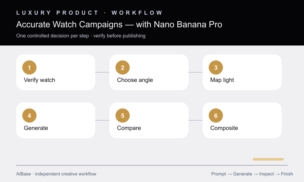 Build truth sheet choose angle stage materials generate compare composite watch campaign workflow