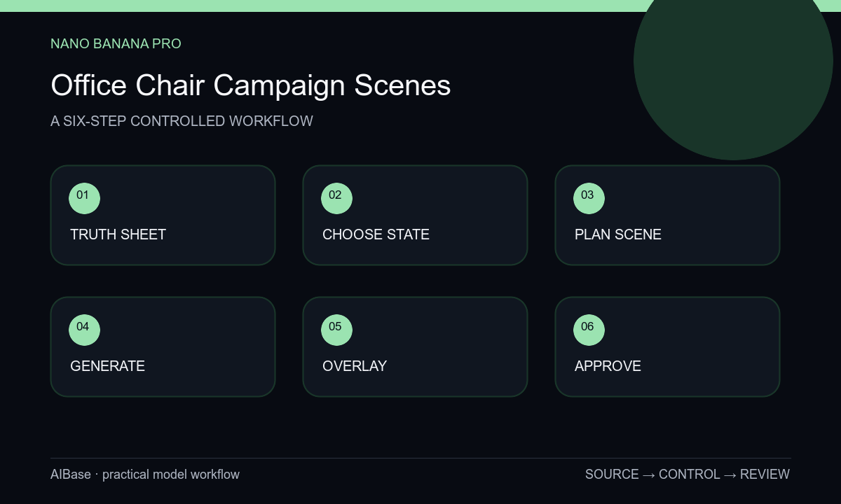 Build chair truth sheet choose scene lock controls generate overlay composite approve office chair workflow
