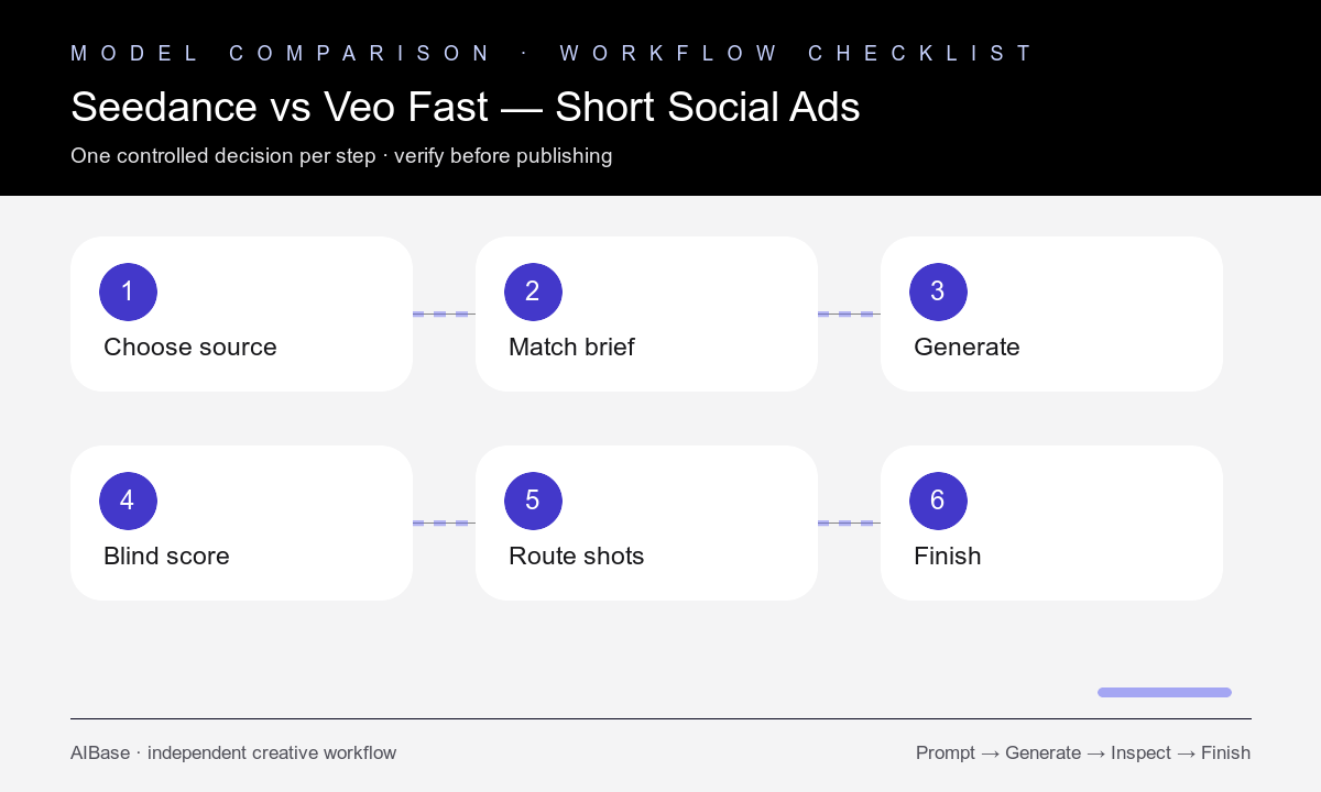 Choose source match brief generate score route short social ad workflow