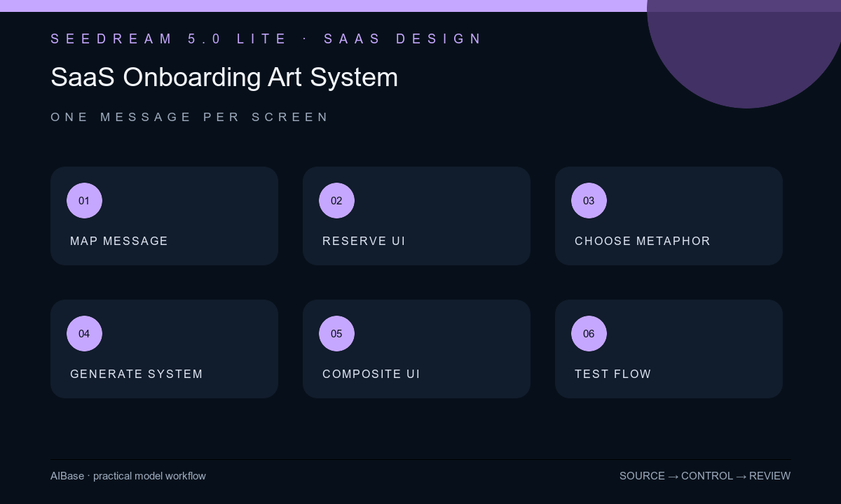 Map onboarding message define safe zones generate art composite UI test accessibility ship workflow