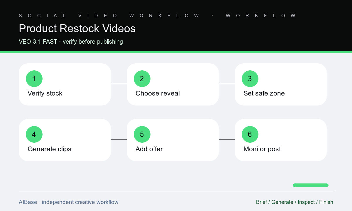 Verify stock choose reveal generate clips composite offer check publish restock workflow