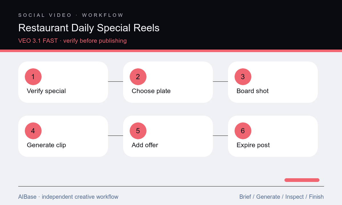 Verify special board shots generate plate inspect food add offer publish restaurant Reel workflow