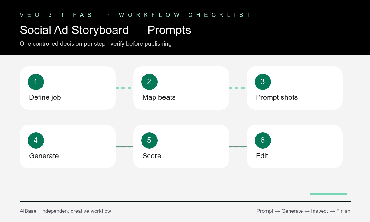 Define hook map shots generate score edit social ad storyboard workflow