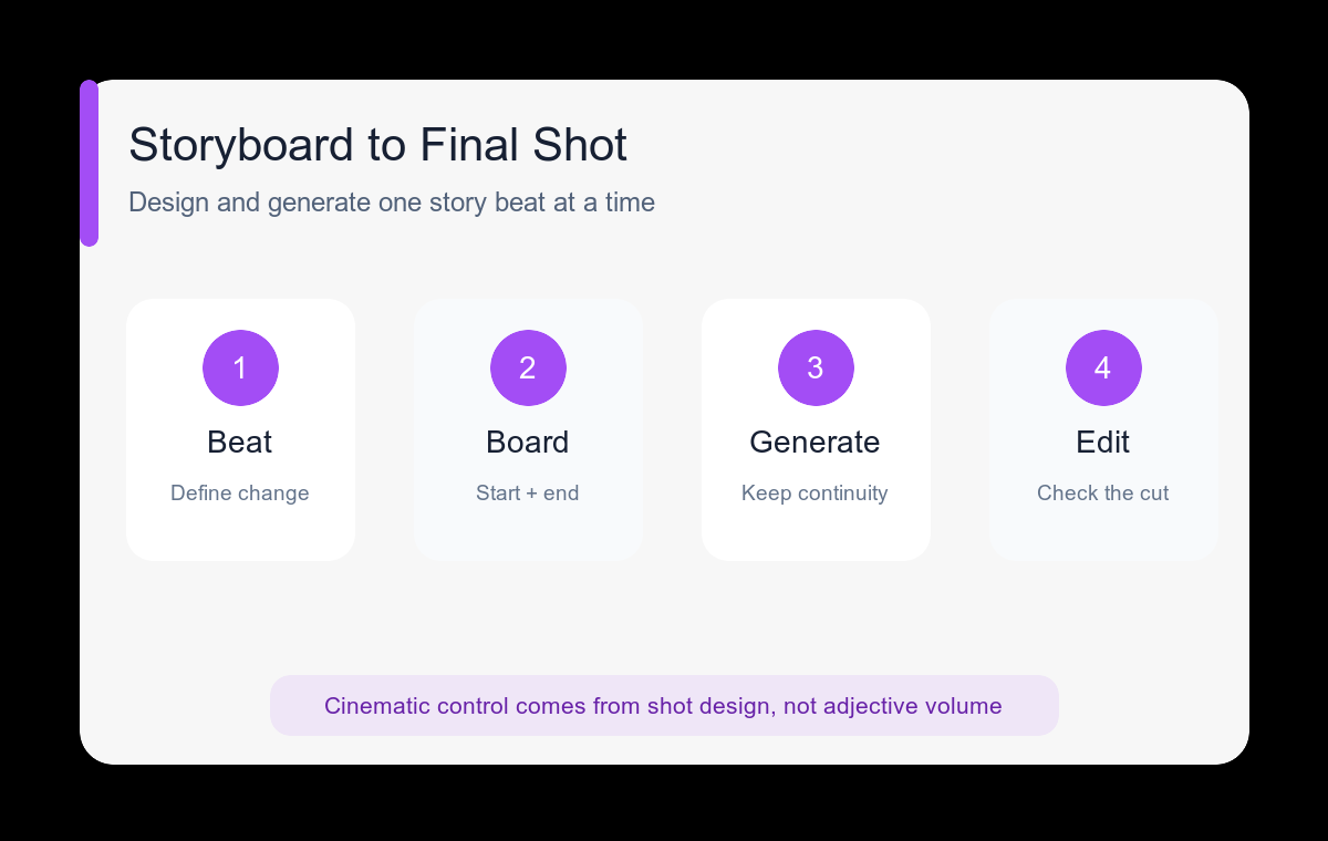 Storyboard to cinematic shot workflow