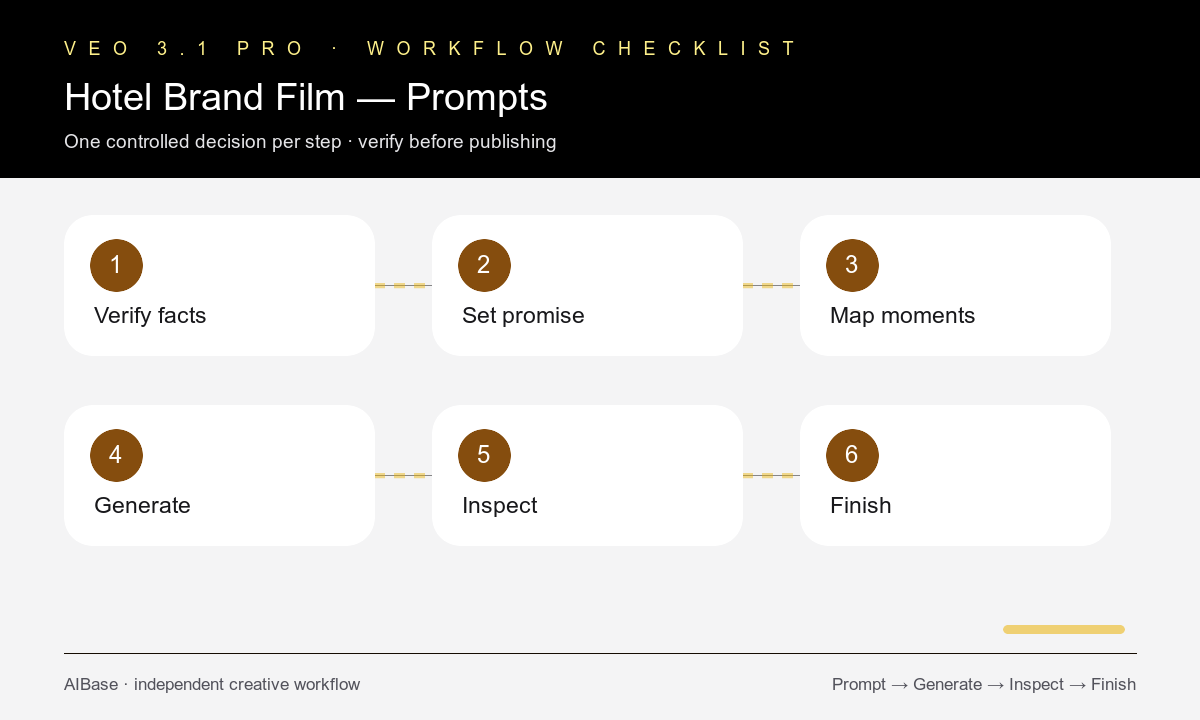 Verify promise map moments generate inspect finish hotel film workflow