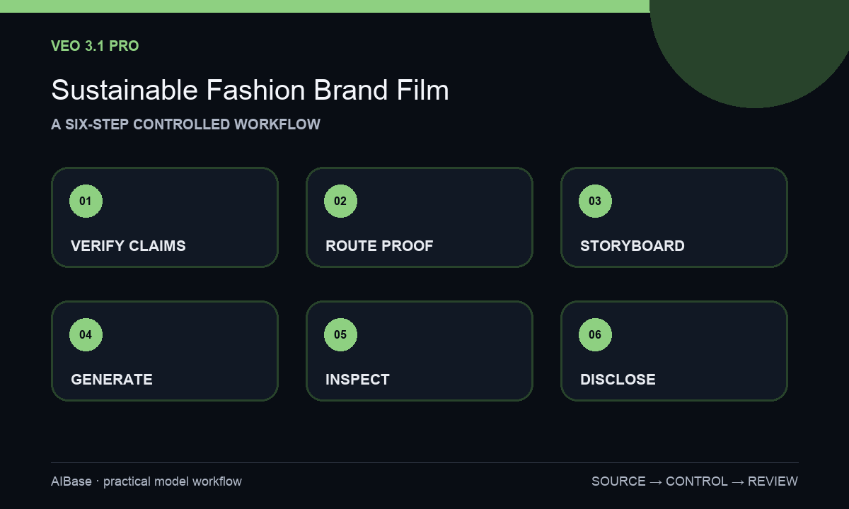 Verify claims route proof storyboard generate inspect disclose sustainable fashion film workflow