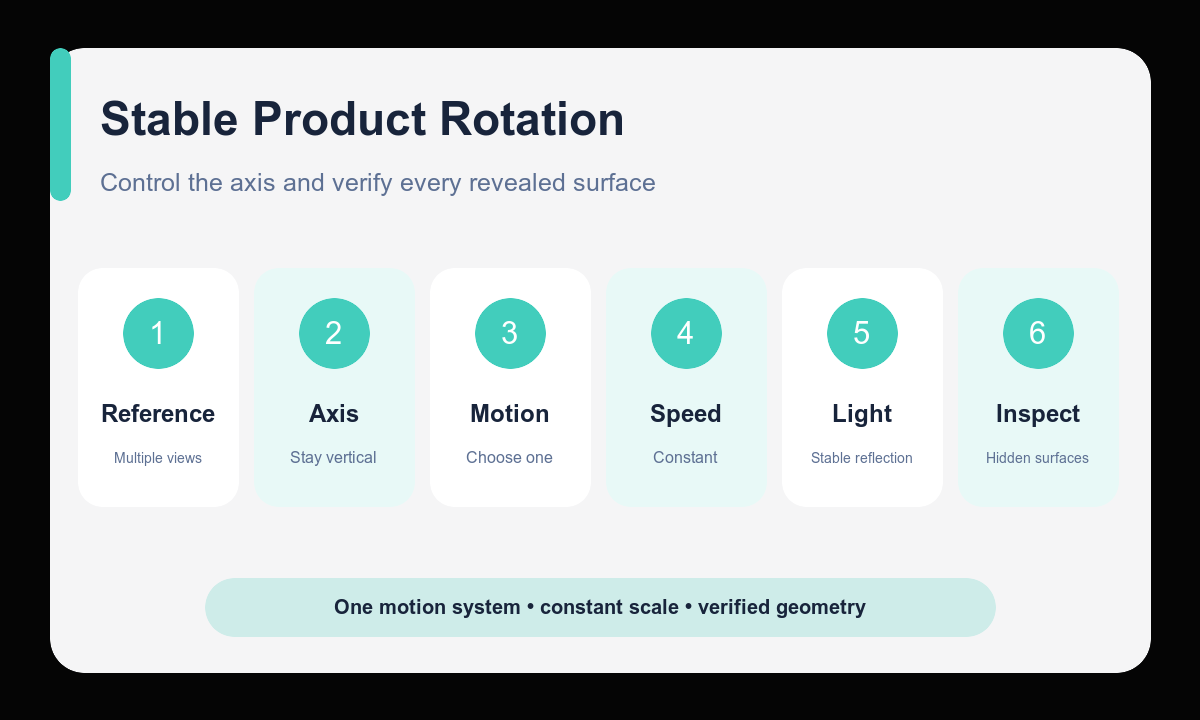 Reference axis motion speed light surfaces inspect product rotation workflow