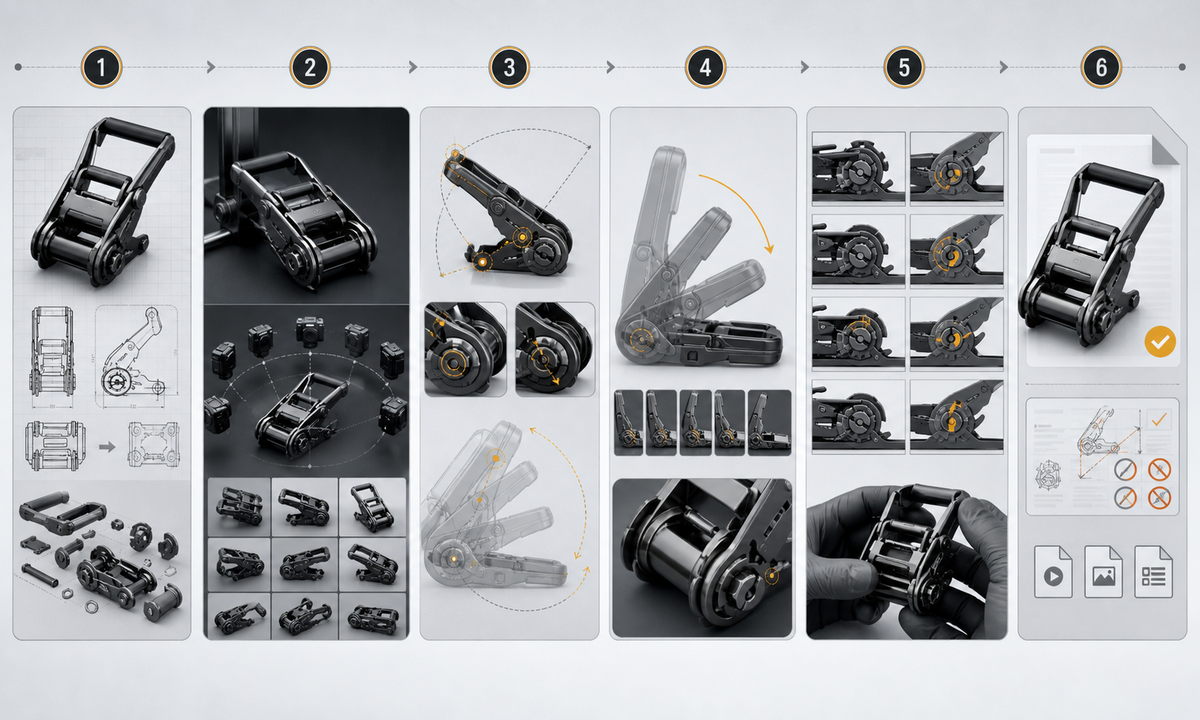 Verify buckle revision pawl spool handle webbing load and release sequence capture safe unloaded source map pivots and contact animate one release step inspect mechanics hands and claims workflow