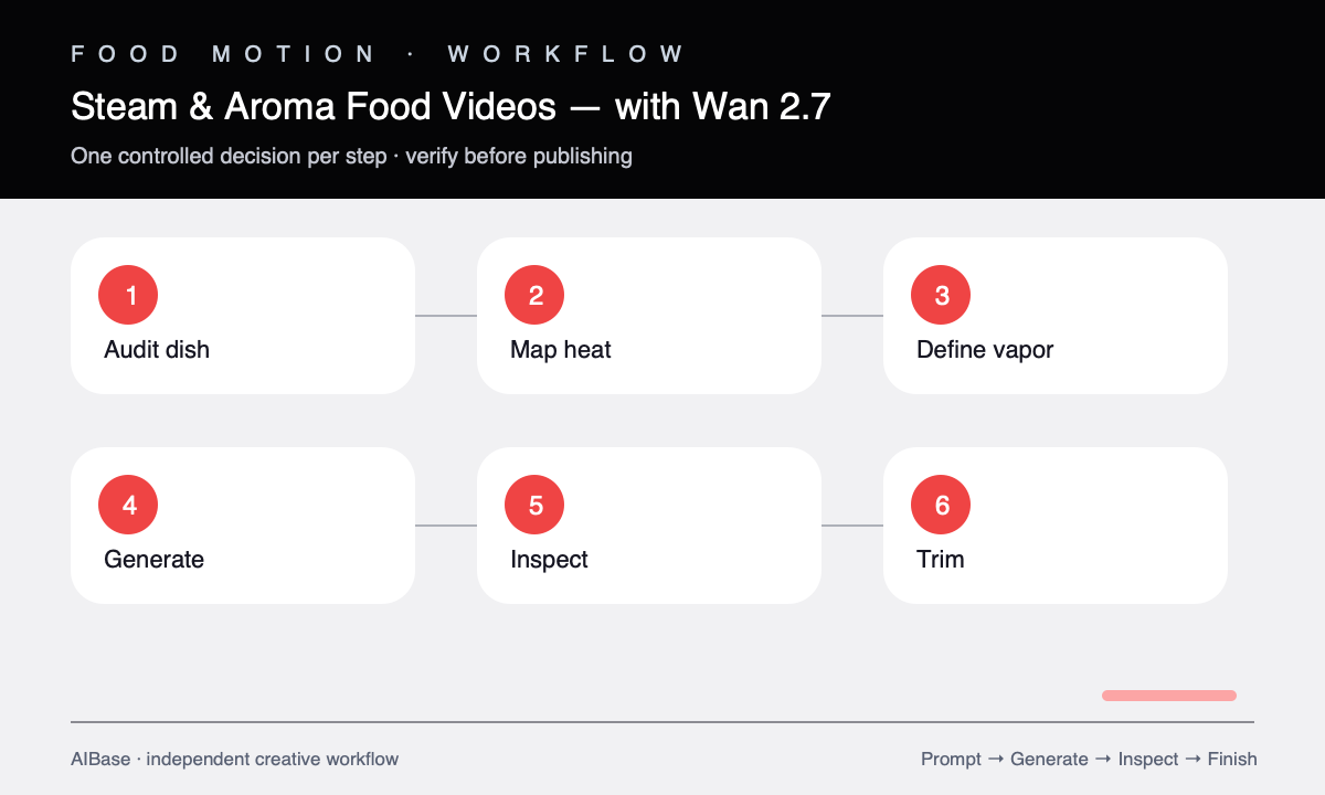 Audit dish map heat define vapor generate inspect food steam workflow